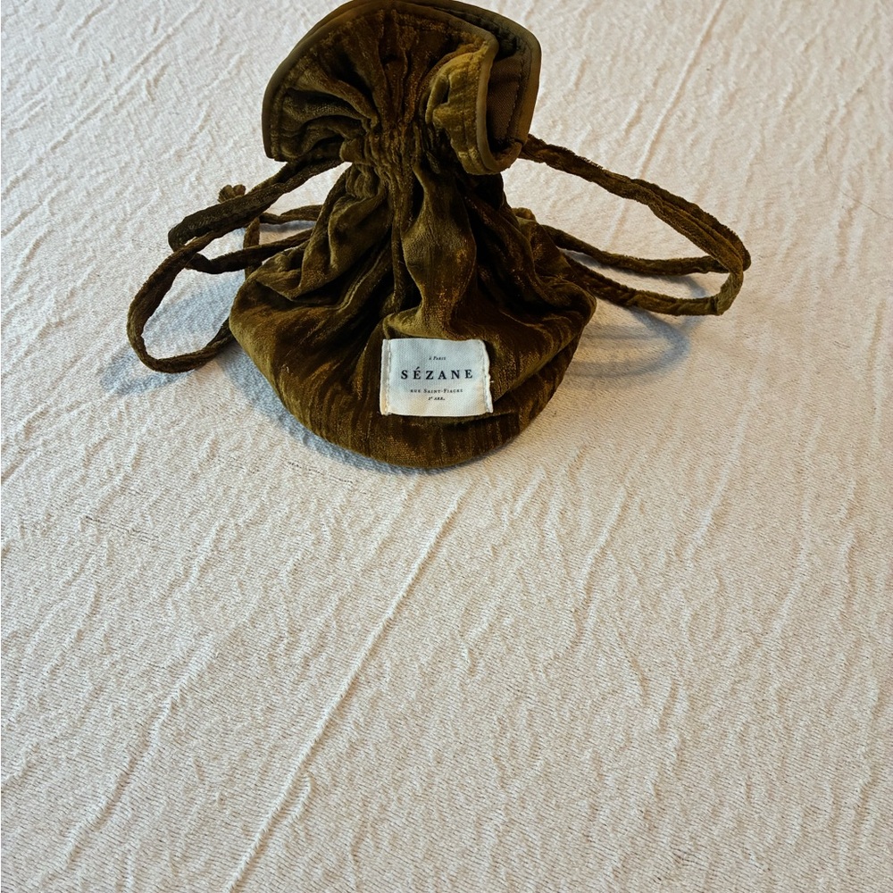 Sezane Olive Velvet Mini Bag